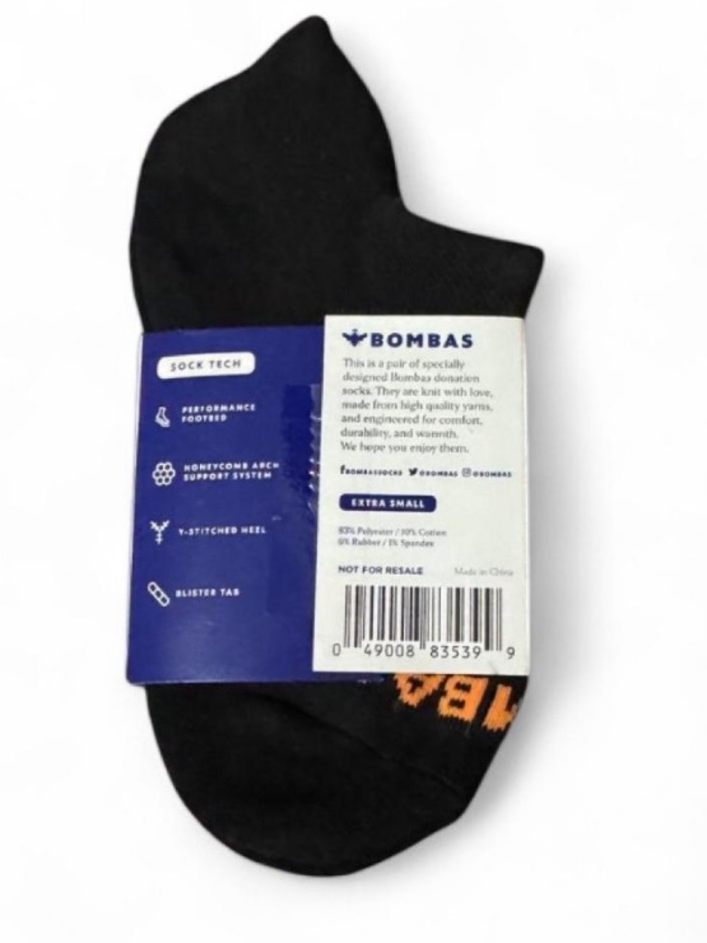 🆕 “Be Better” 1 pair of Bombas Black Ankle Socks with Blue/Orange Bumblebee! 💥 - Picture 2 of 7